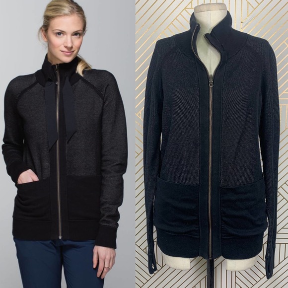 lululemon athletica Jackets & Blazers - Lululemon Post Savasana Jacket Black / Heathered Medium Grey Size 10/12